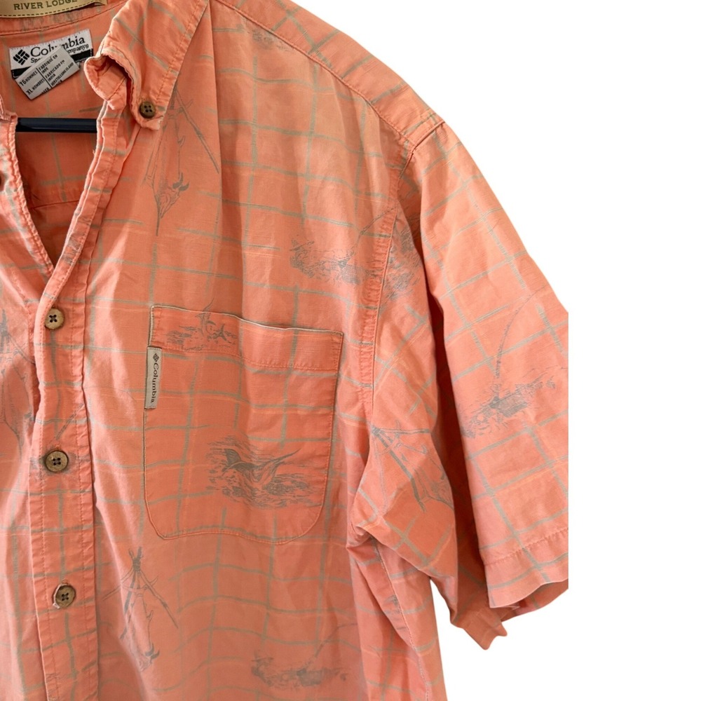Columbia Men's Coral Plaid Short Sleeve Button-Down Shirt